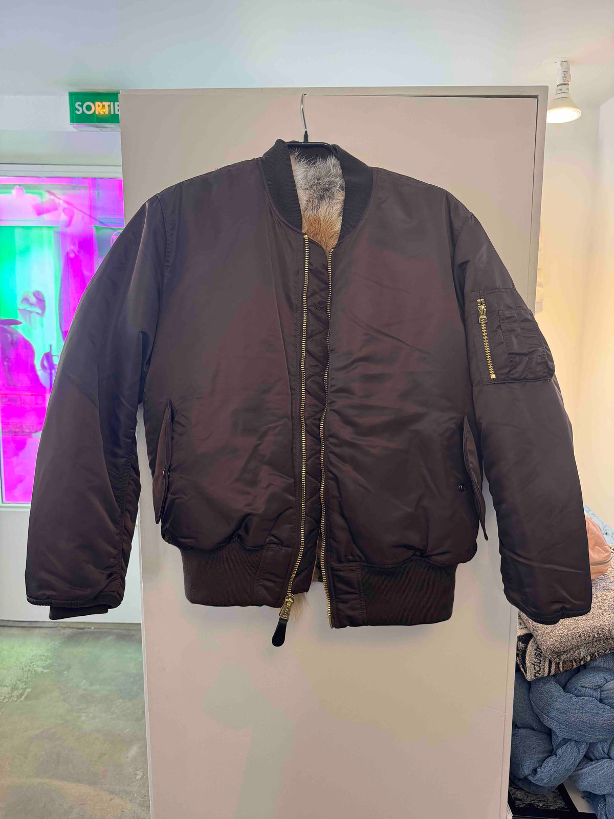 BLESS RICHMANPOORMAN FUR BOMBER JACKET
