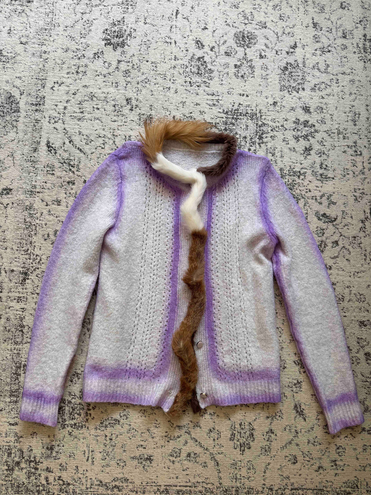 PROTOTYPES REWORKED CARDIGAN WITH FUR DETAILS