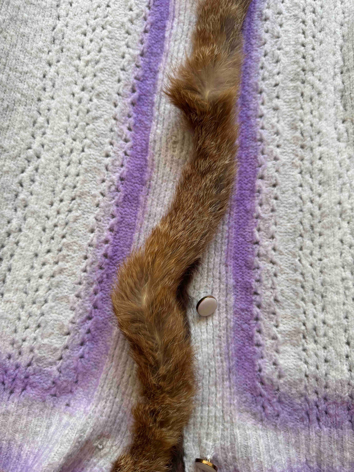 PROTOTYPES REWORKED CARDIGAN WITH FUR DETAILS
