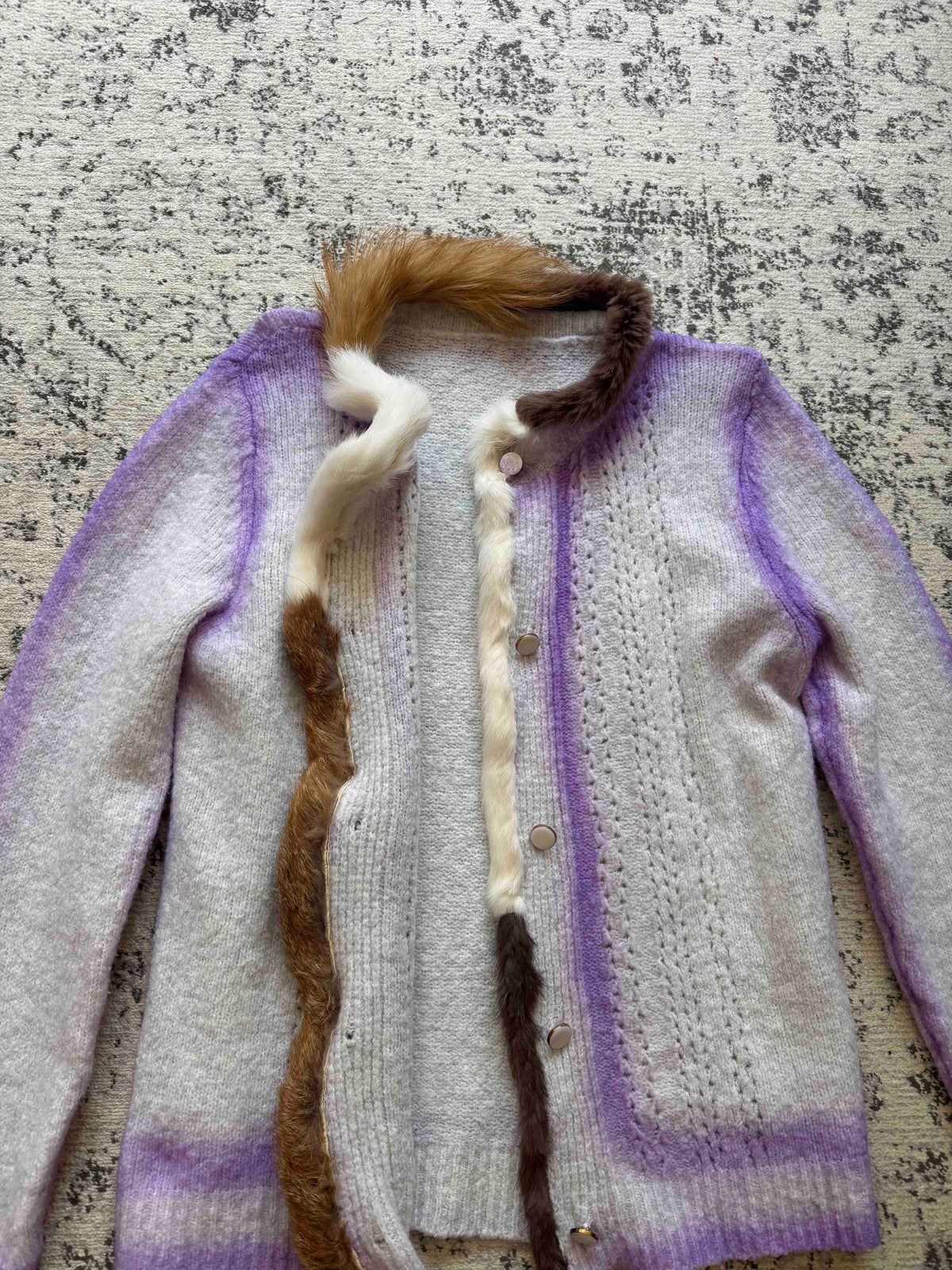 PROTOTYPES REWORKED CARDIGAN WITH FUR DETAILS