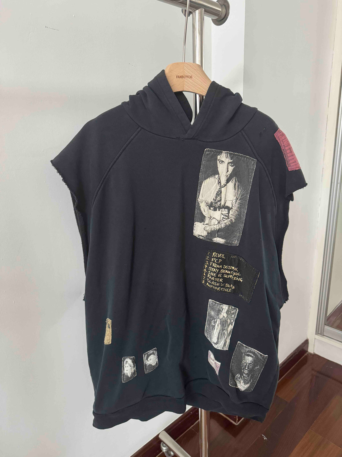 Raf Simons AW01 Riot! Riot! Riot! sleeveless hoodie