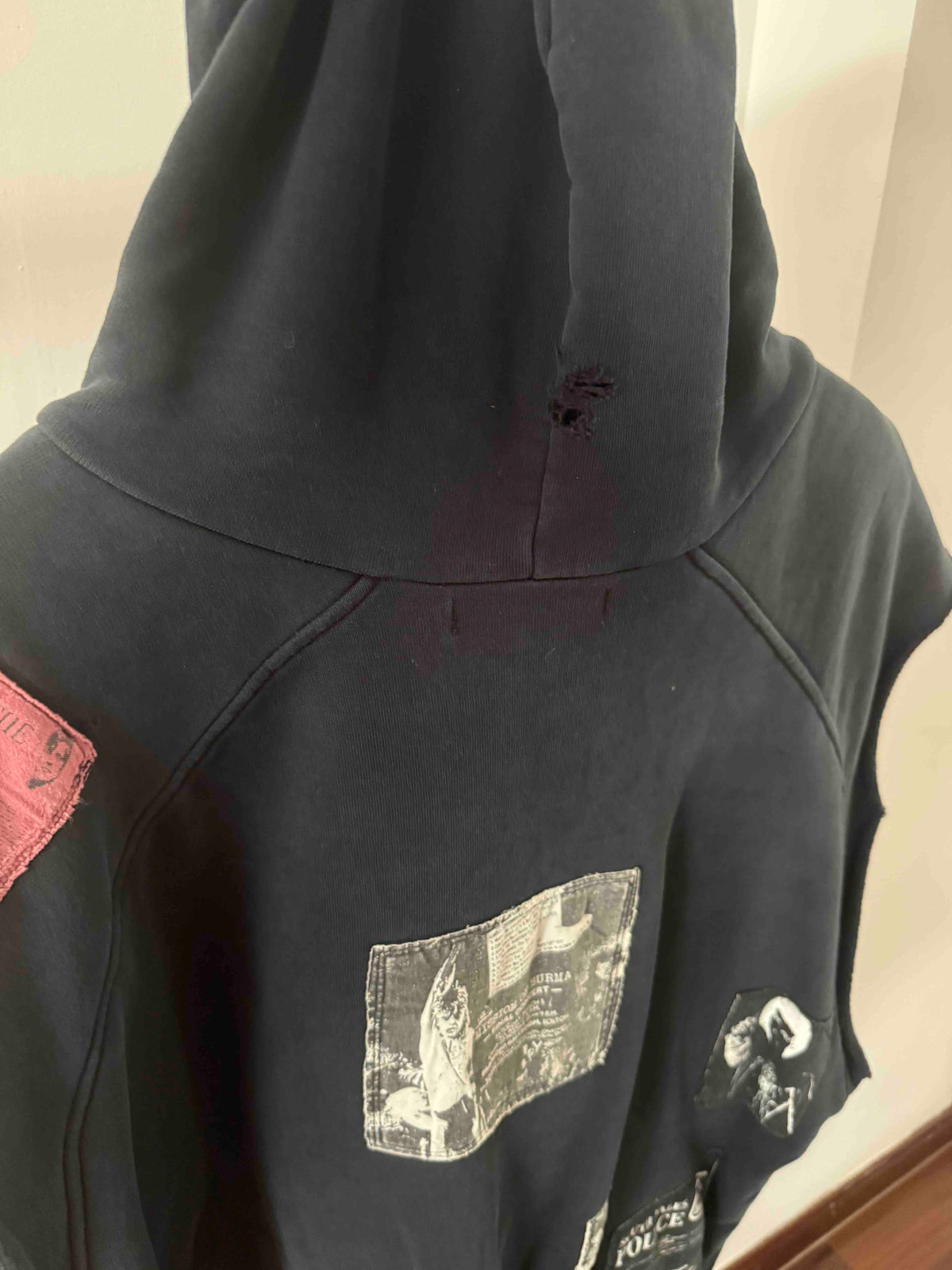 Raf Simons AW01 Riot! Riot! Riot! sleeveless hoodie